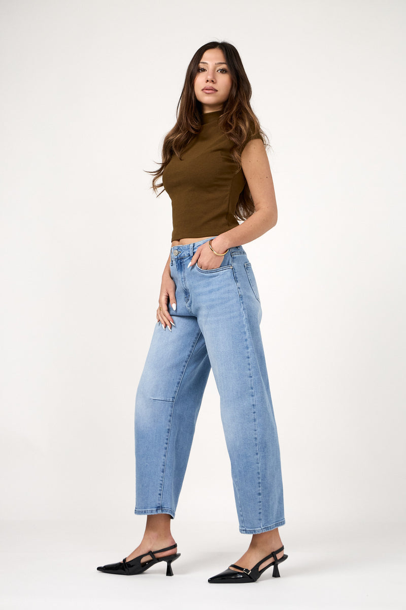 Ana & Lucy Livia Cropped Barrel Jeans | Light Blue PH7102