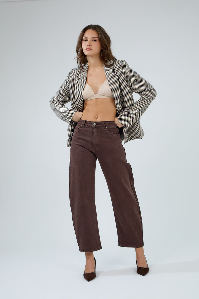 Ana & Lucy Livia Cropped Barrel Jeans | Brown PH7102