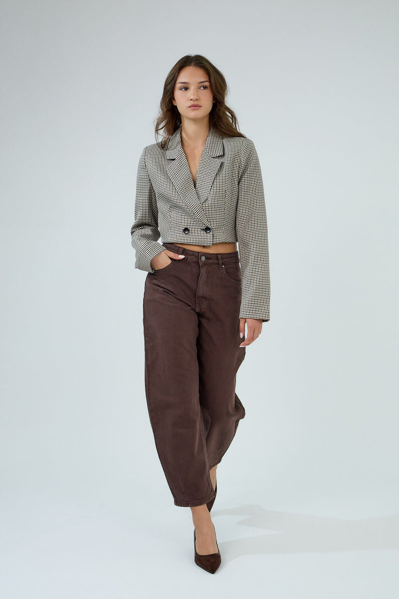 Ana & Lucy Livia Cropped Barrel Jeans | Brown PH7102