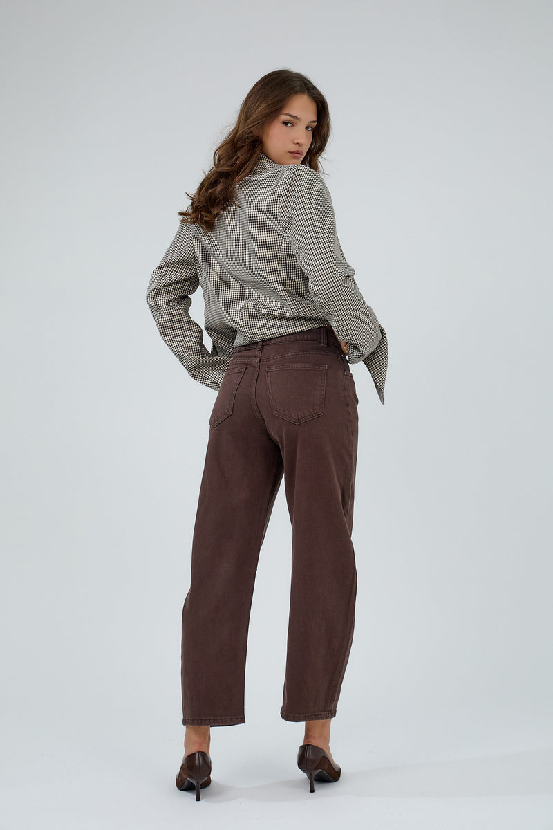 Ana & Lucy Livia Cropped Barrel Jeans | Brown PH7102