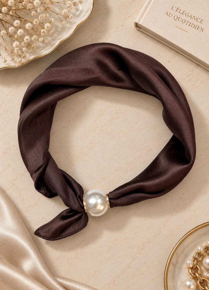 Best Angel Magnetic Pearl Neck Scarf | Coffee BA3136-5