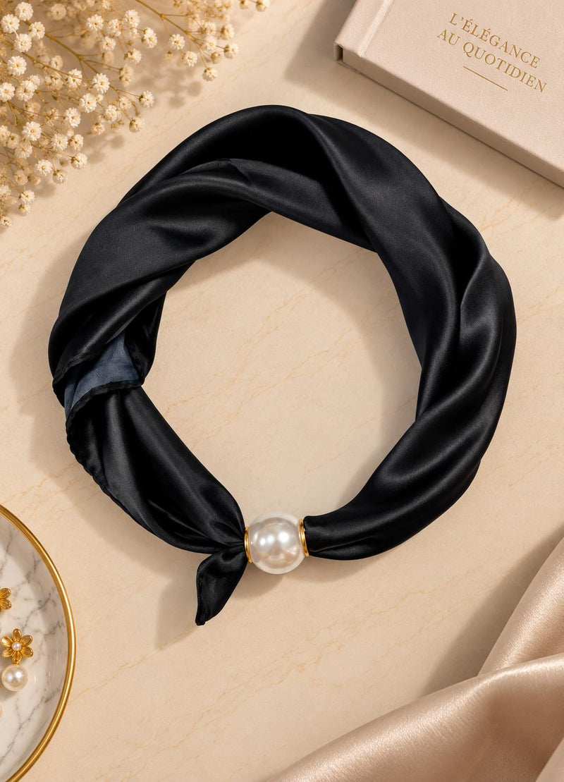 Best Angel Magnetic Pearl Neck Scarf | Black BA3136-5