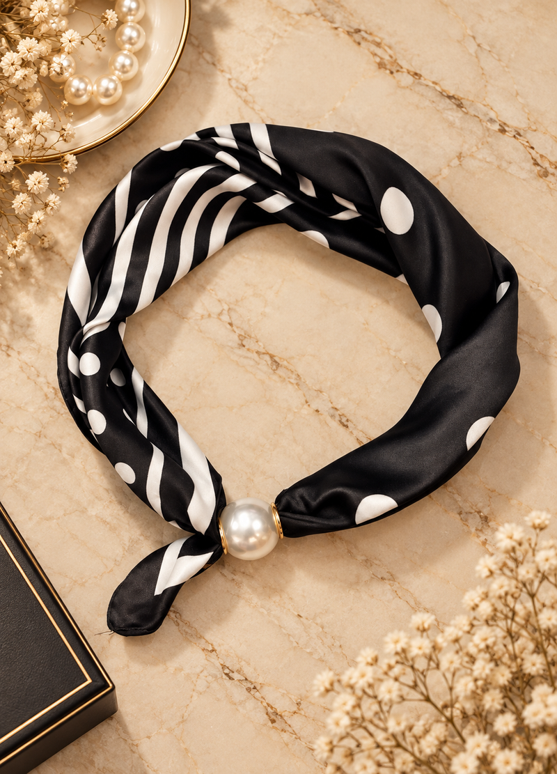 Best Angel Magnetic Pearl Neck Scarf | Black BA4484-5