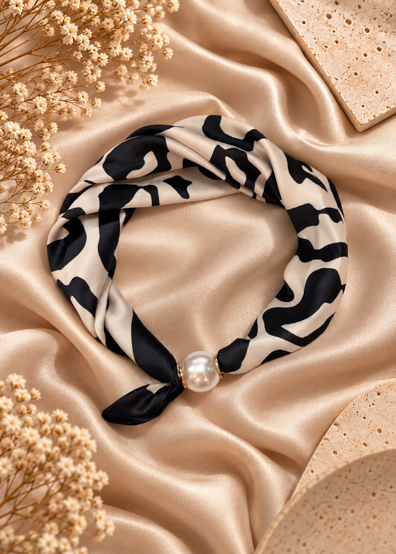 Best Angel Magnetic Pearl Neck Scarf | Black BA4506-5