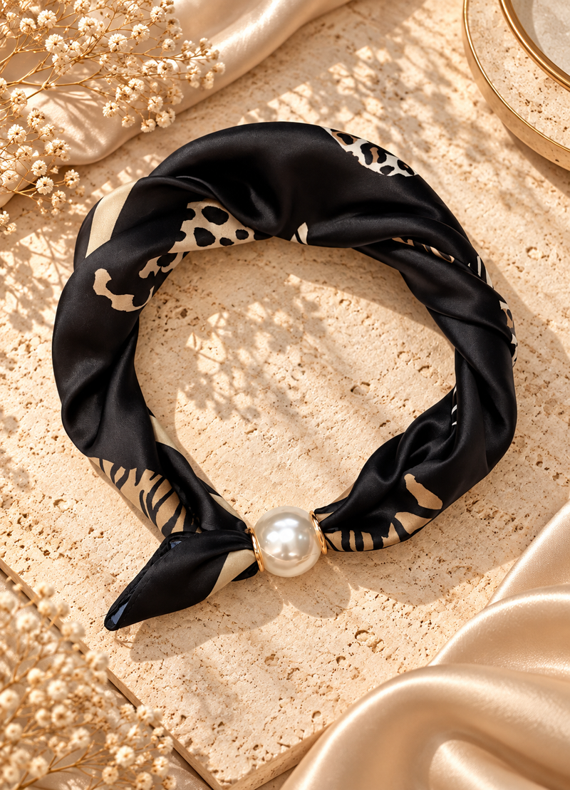 Best Angel Magnetic Pearl Neck Scarf | Black BA4508-5