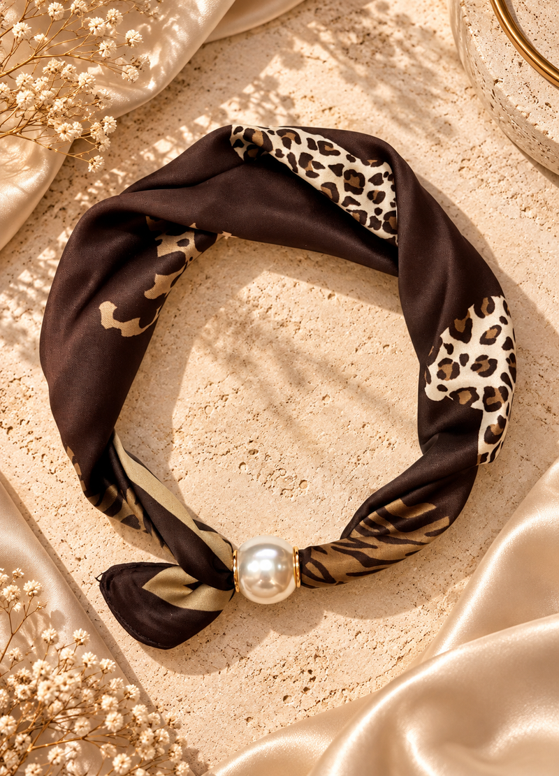Best Angel Magnetic Pearl Neck Scarf | Coffee BA4508-5