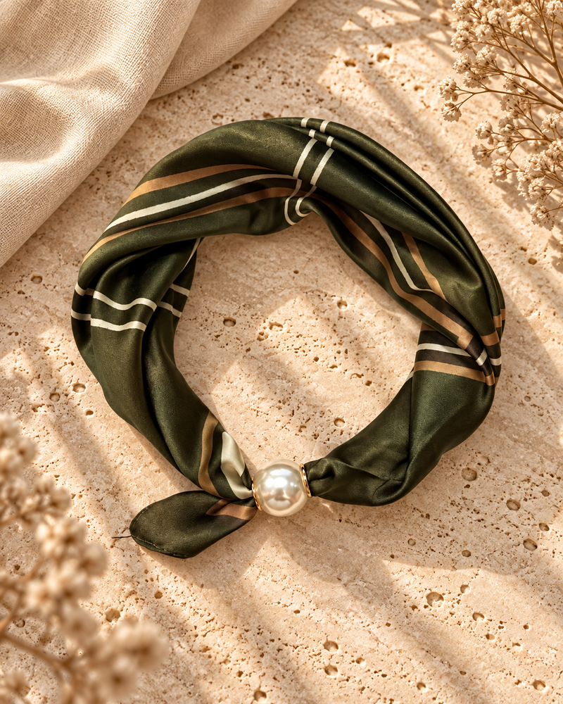 Best Angel Magnetic Pearl Neck Scarf | Khaki BA4507-5