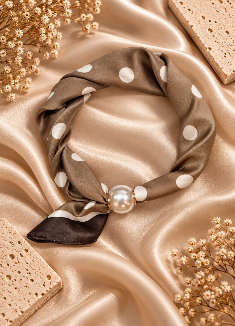 Best Angel Magnetic Pearl Neck Scarf | Taupe BA4538-5