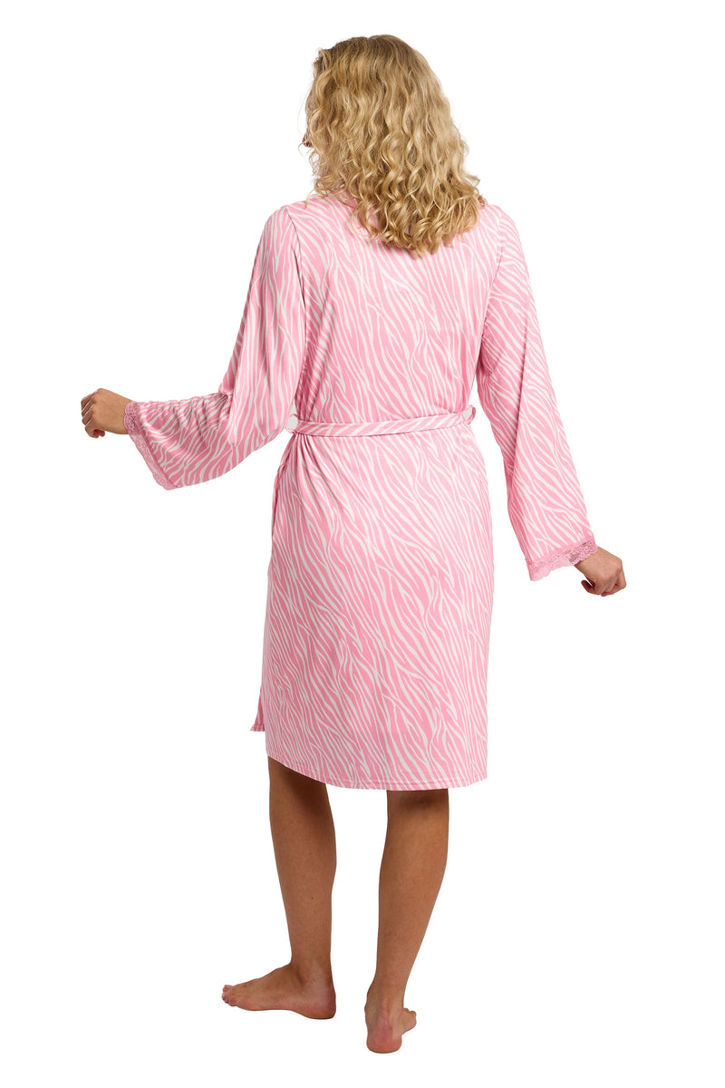 Indigo Sky Soft & Stretchy Zebra Short Kimono | Pink IN45819