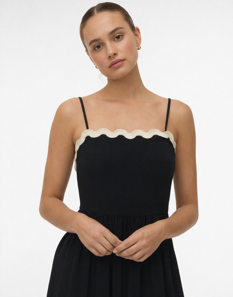 Vero Moda Jenna Singlet Ankle Dress  | Black /white