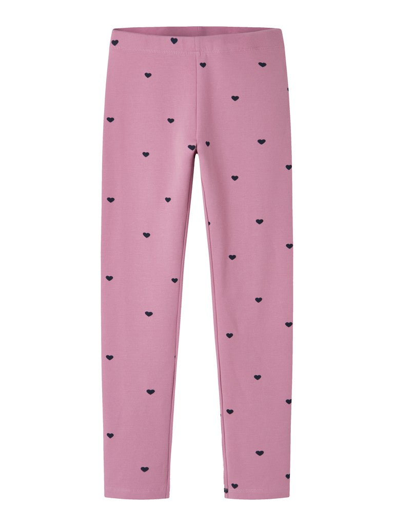 Name It Davina Kids All-Over Heart Print Leggings | Mauve