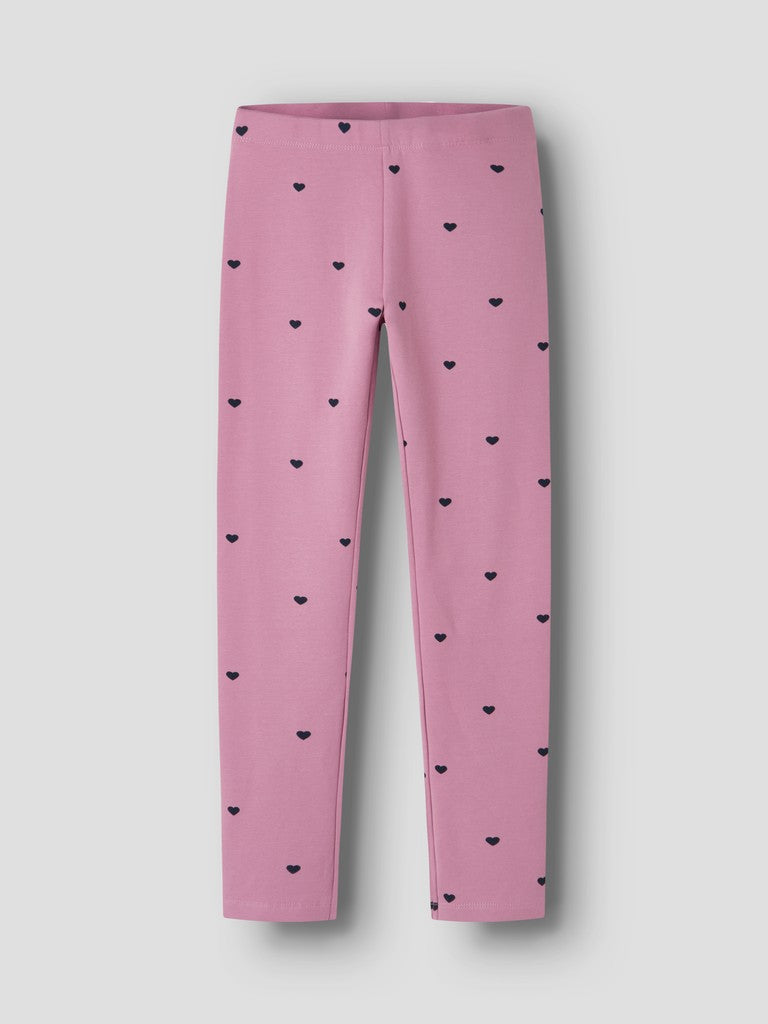 Name It Davina Kids All-Over Heart Print Leggings | Mauve