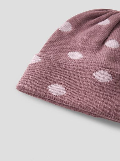 Name It Mathilde Mini Knit Polka Dolka Dot Beanie | Mauve 13257616