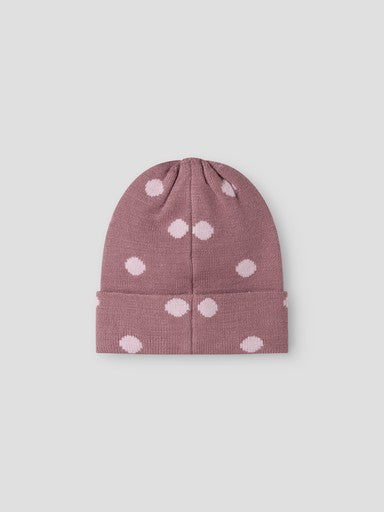 Name It Mathilde Mini Knit Polka Dolka Dot Beanie | Mauve 13257616