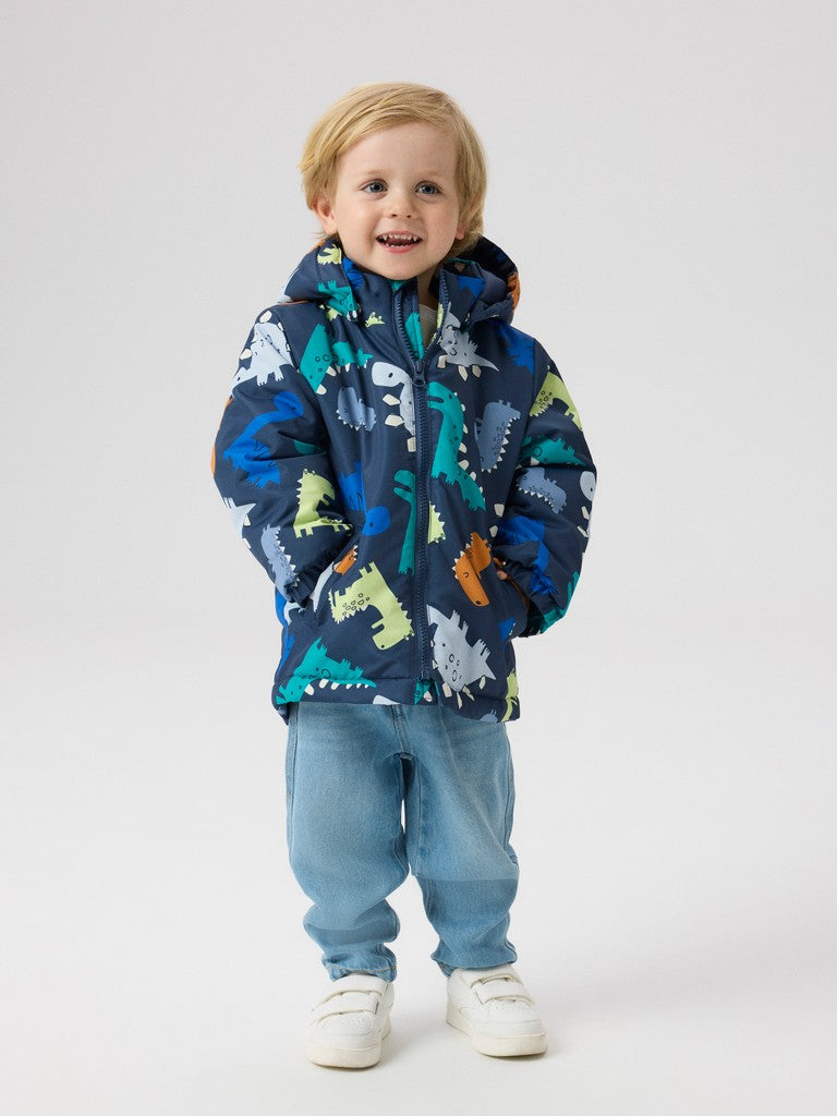 Name It Mini Boys Max All-Over Print Padded Jacket | Navy