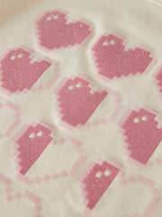 Name It Girls Love Life Pixel Hearts Long Sleeve Top - back flat lay