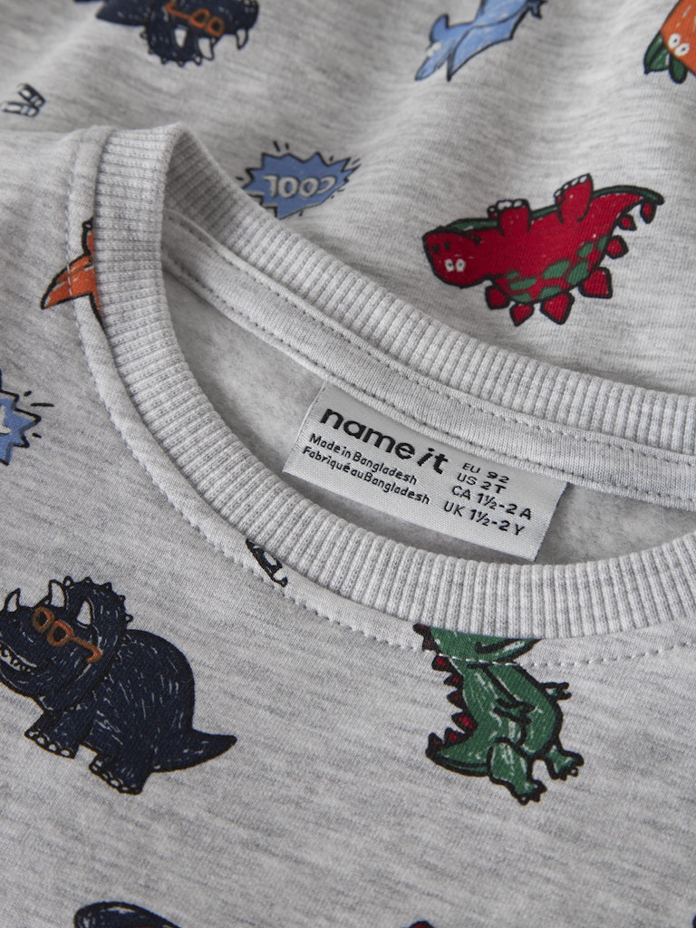Name It Leon Mini LS Sweat Shirt | Light Grey