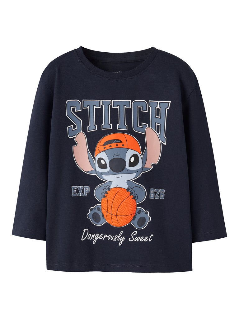 Name It Amdres Mini Stitch LS Top | Navy
