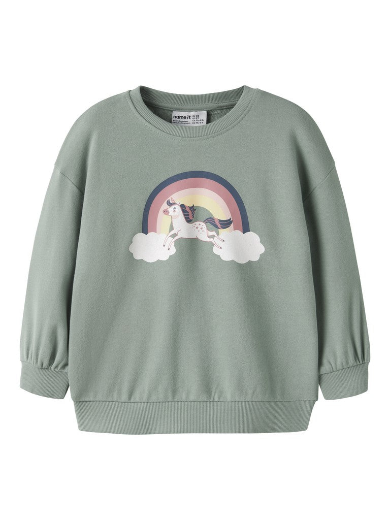 Name It Girls Unicorn Rainbow Sweatshirt - front view
