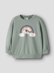 Name It Girls Unicorn Rainbow Sweatshirt - print detail