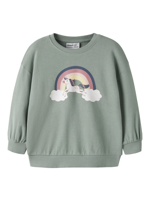 Name It Girls Unicorn Rainbow Sweatshirt - front view