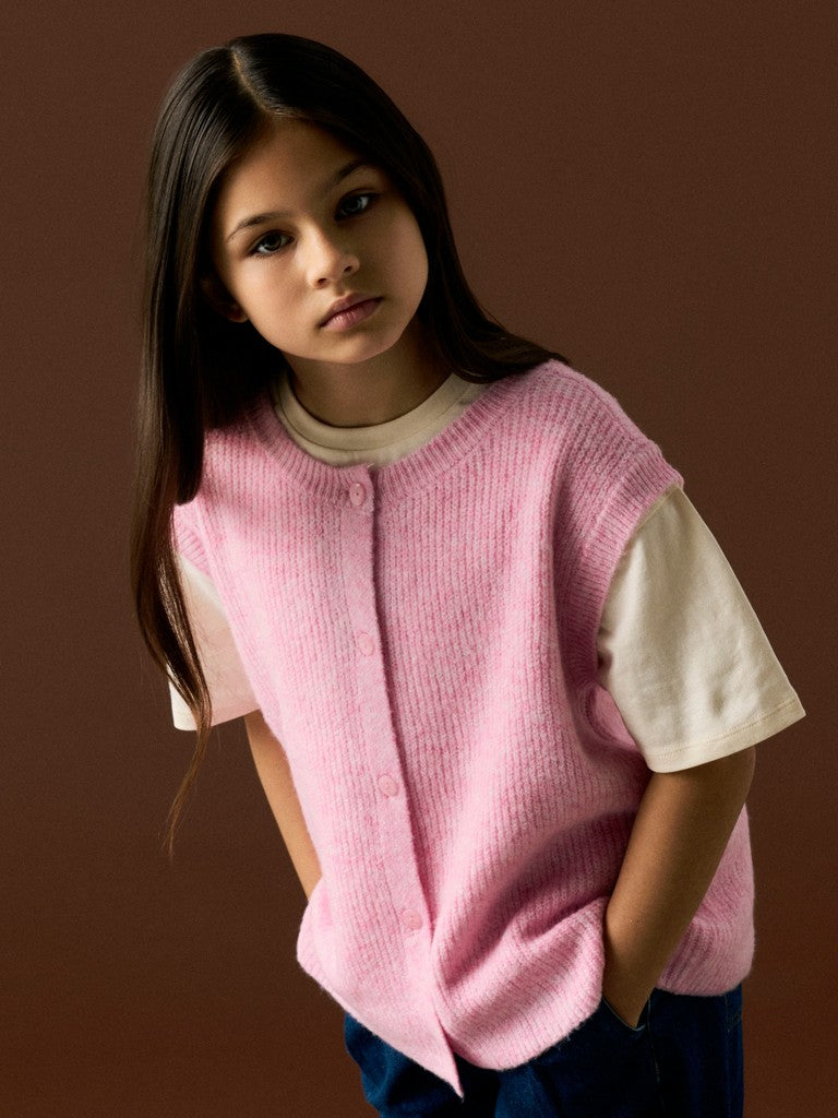 Name It Oanja Kids Loose Knit Vest | Pink