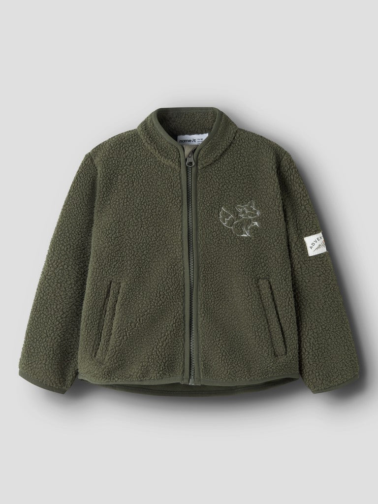 Name it Owe Mini LS Teddy Cardigan | Olive