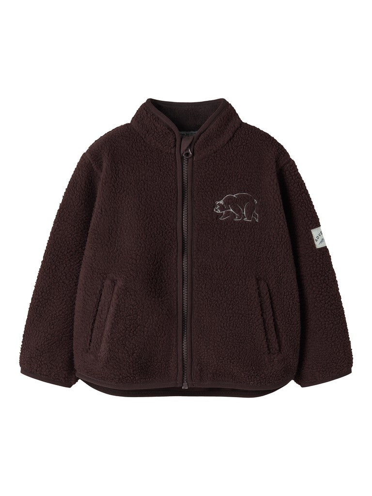 Name it Owe Mini LS Teddy Cardigan | Chocolate