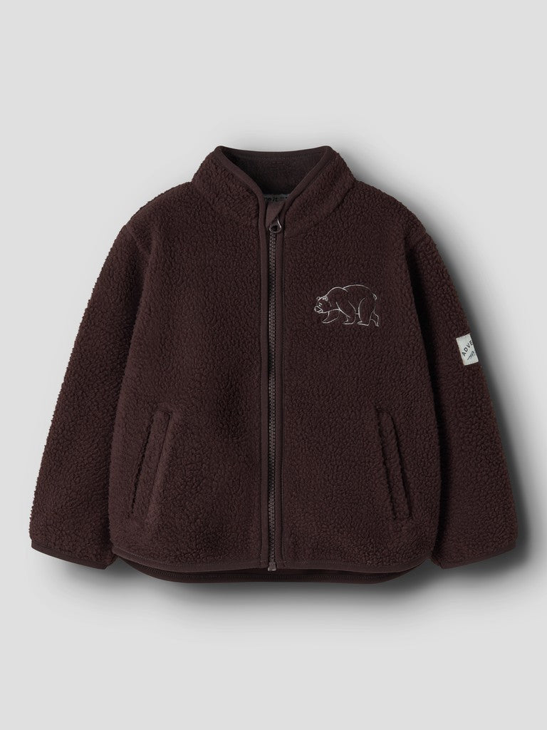 Name it Owe Mini LS Teddy Cardigan | Chocolate