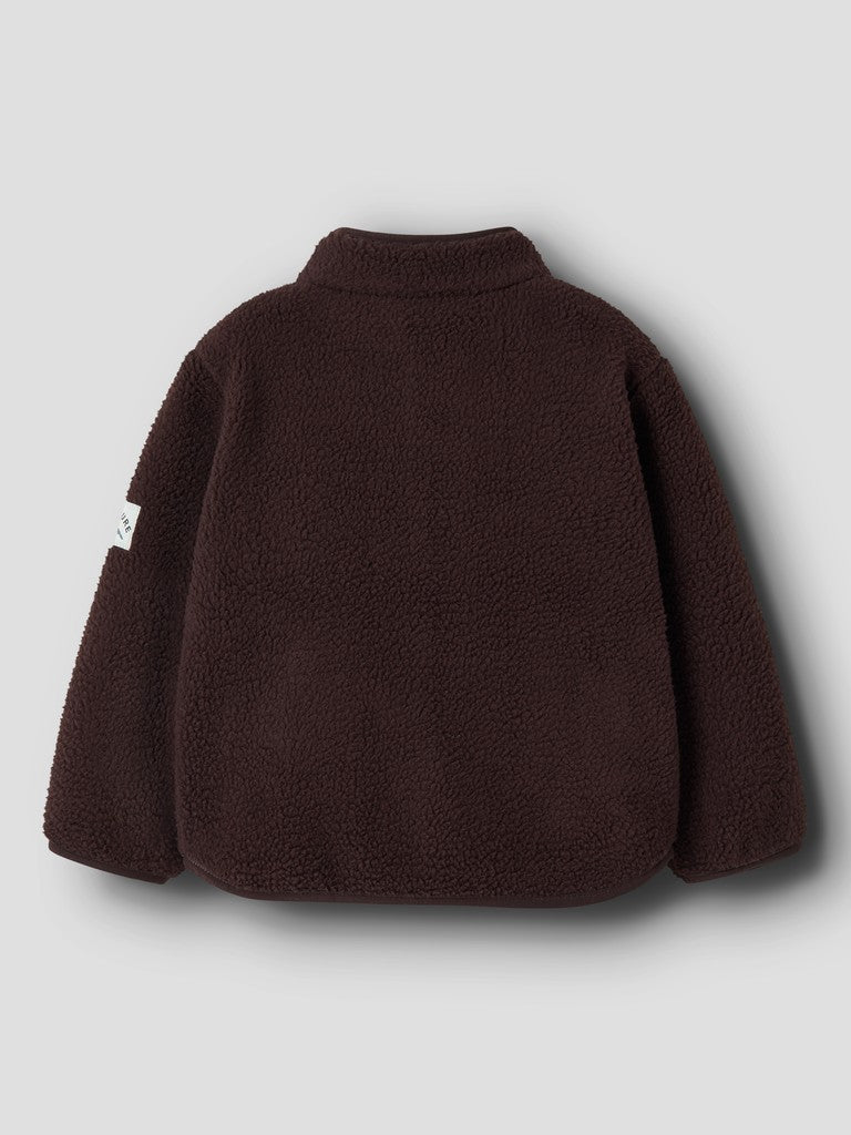 Name it Owe Mini LS Teddy Cardigan | Chocolate