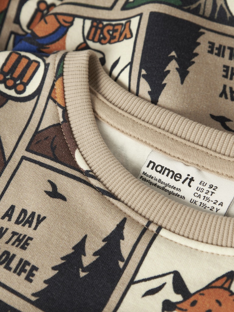 Name It Oswaldy Mini LS Sweatshirt | Sesame