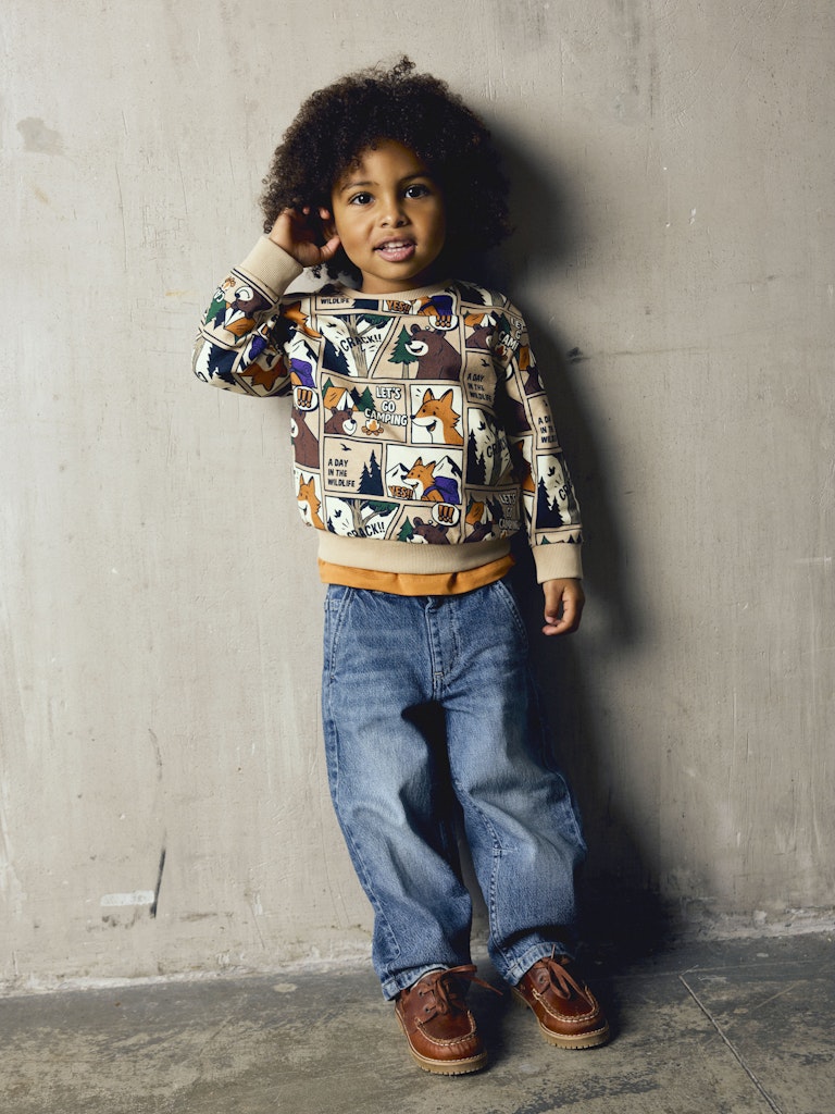 Name It Oswaldy Mini LS Sweatshirt | Sesame