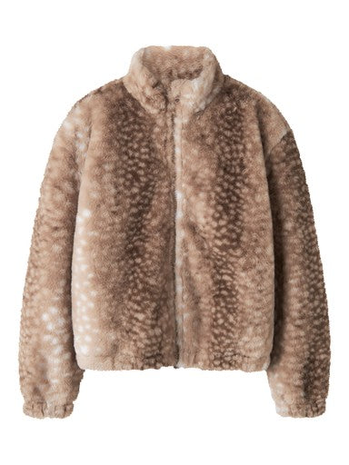 Name It Reva Kids Fake Fur Long Sleeve Bomber Jacket | Mocha 13261879