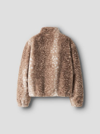 Name It Reva Kids Fake Fur Long Sleeve Bomber Jacket | Mocha 13261879