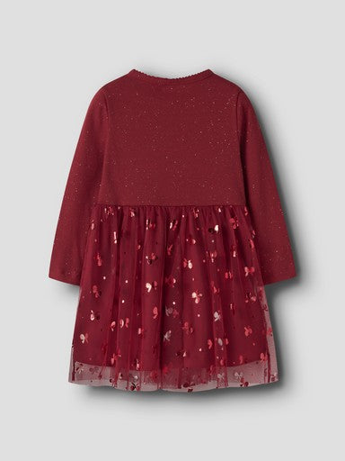 Name It Rosally Long Sleeve Dress | Red 13252963