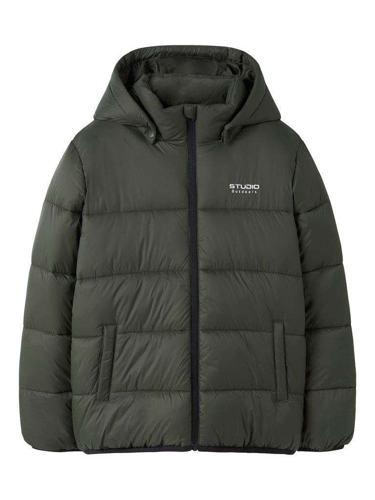 Name It Marble Kids Hooded Puffer Jacket | Dark Green