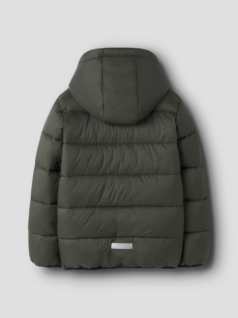 Name It Marble Kids Hooded Puffer Jacket | Dark Green