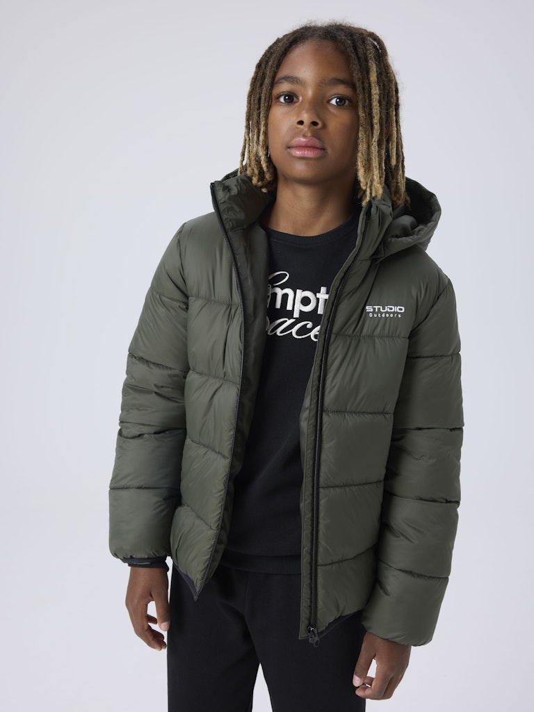 Name It Marble Kids Hooded Puffer Jacket | Dark Green