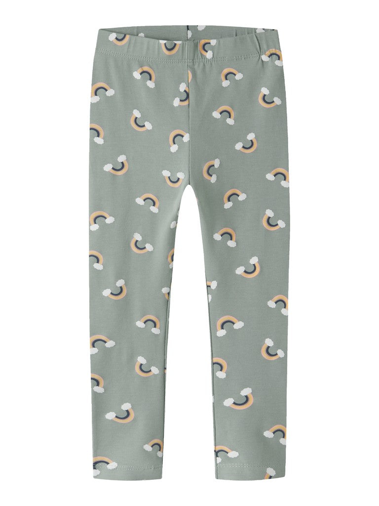 Name It Girls' Rainbow Cloud Print Leggings - front view