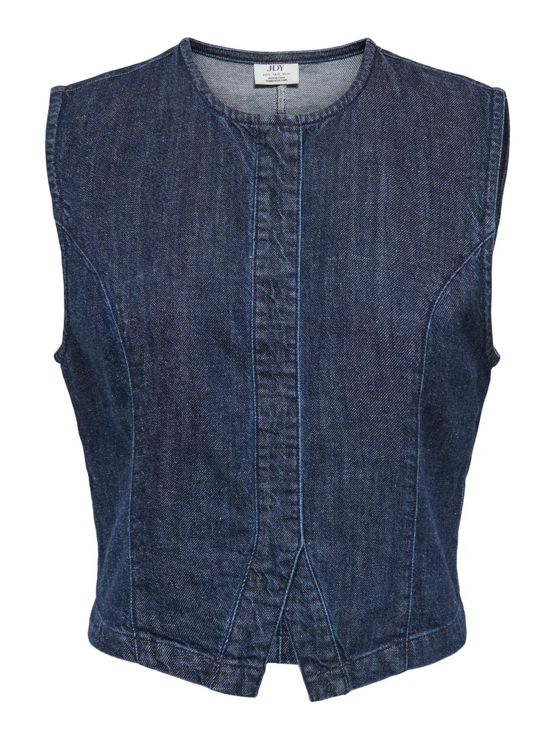 JDY Lana S/L Denim Vest | Dark Blue Denim