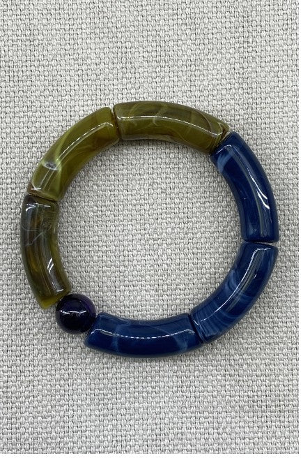 Missra Acrylic Tube Bracelet with Charm | Navy/green ACRYBRSK3-1