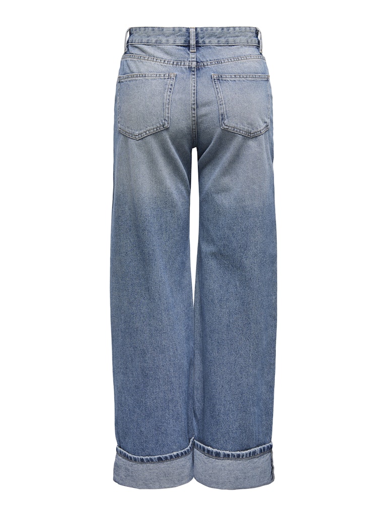 ONLY wide leg cuffed jeans - front on model full length
