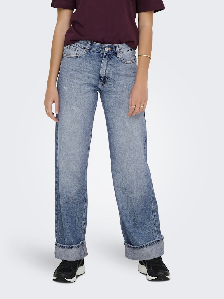 ONLY wide leg cuffed jeans - back on model full length