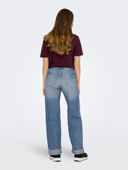 ONLY wide leg cuffed jeans - back flat view