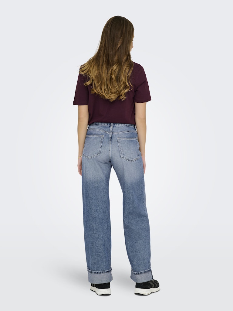 ONLY wide leg cuffed jeans - back flat view