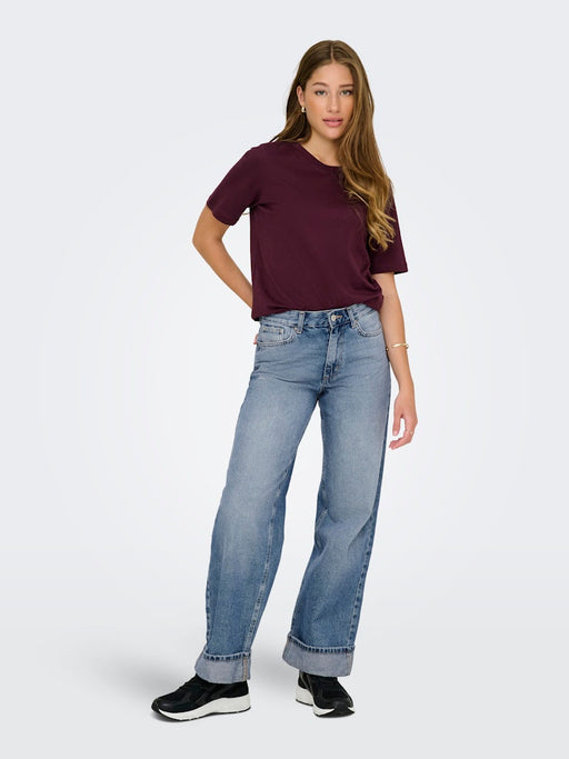ONLY wide leg cuffed jeans - waist and pocket detail