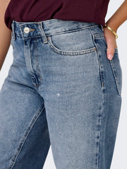 ONLY wide leg cuffed jeans - front on model mid shot