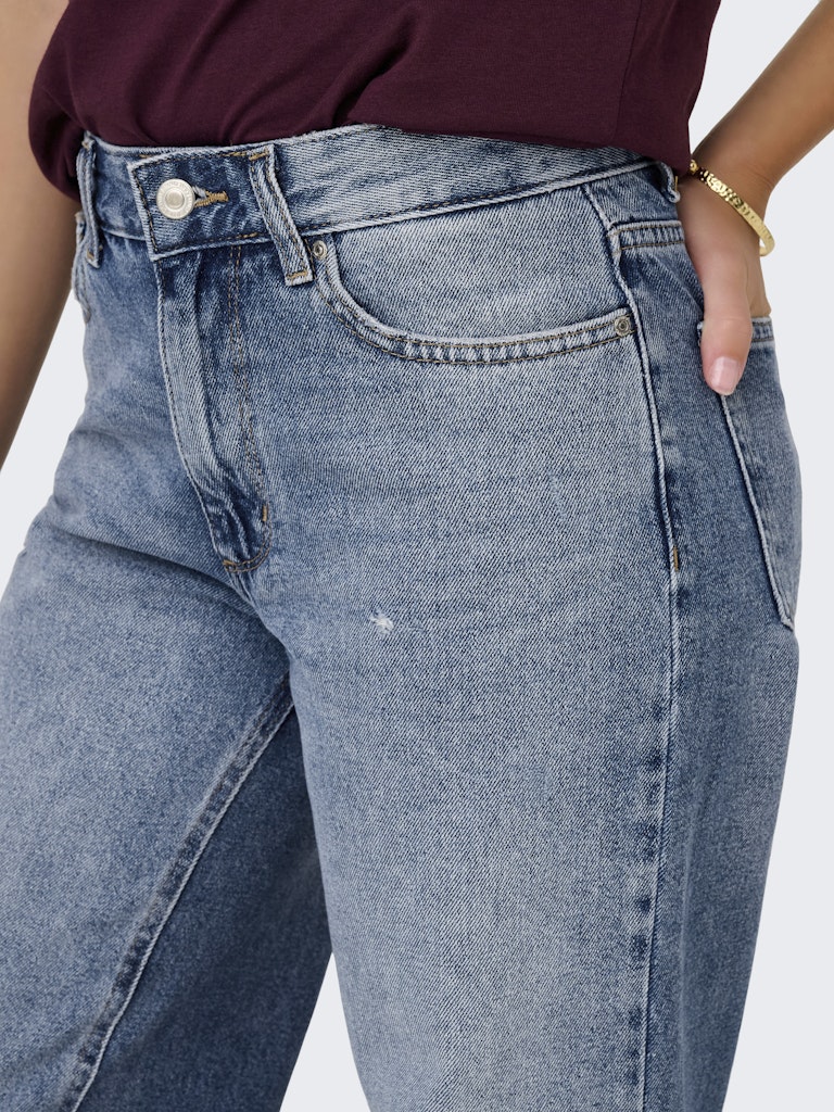 ONLY wide leg cuffed jeans - front on model mid shot