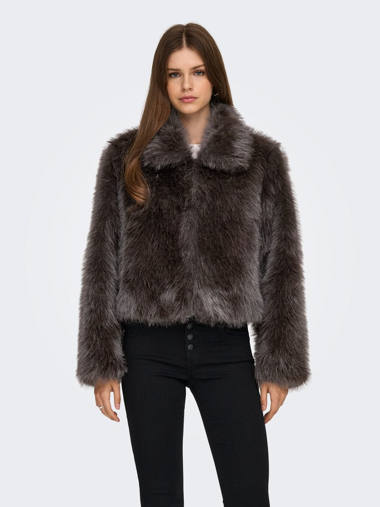 ONLY Manny Faux Fur Jacket | Chocolate