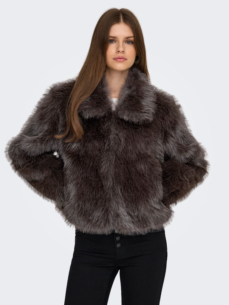 ONLY Manny Faux Fur Jacket | Chocolate